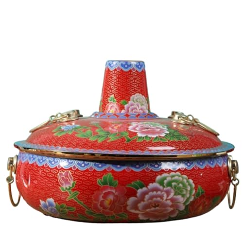 INUUXLG Chinese Hot Pot Induction Stock Pot Chinese Hot Pot Induction Cookware Kitchen Cookware Copper Pot Cookware Hot Pot (Yellow-30cm (Rosso 30cm)