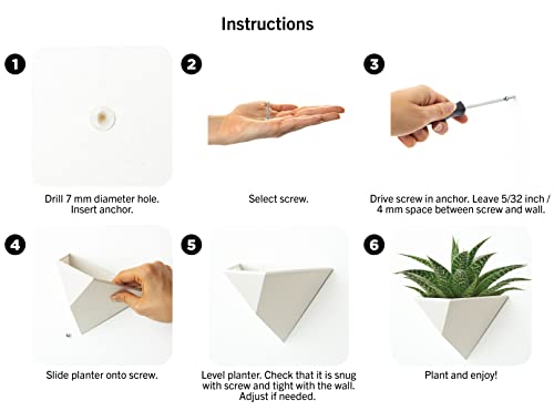 Itera Hanging Geometric Triangle Planter-Indoor/Outdoor White Plant Holder With Modern Floating Design (Set Of 3) Low Poly #TOP7