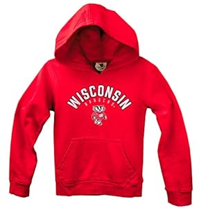 Wes and Willy NCAA Kids Fleece Hoodie,Wisconsin Badgers,L,Cherry