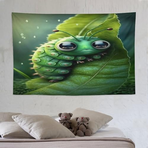 Tapisserie murale chenille verte 150x230 PAZZK déco chambre