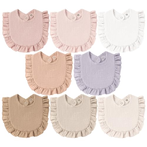 Image of MairMore 8-Pack Muslin Baby Bandana Drool Bibs for Unisex Girls & Boys – 100% Cotton Bibs, Soft & Absorbent Teething and Drooling Essentials for Newborns