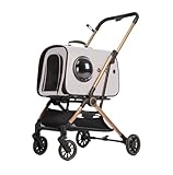 NMGMJQ Pet Stroller for Dogs and Cats Foldable Pet Stroller 3-in-1 Dog Stroller with Detachable Space Bag and Storage Basket 4 Wheels for Dogs & Cats Pet Stroller(Grey)