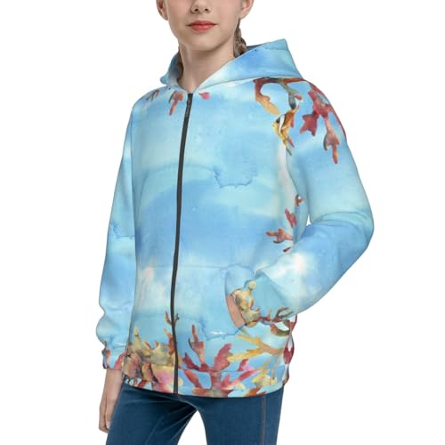 Sea and Fish Kid Hoodies Boys Zip Up Sweatshirts Girls Pullover with Pocket