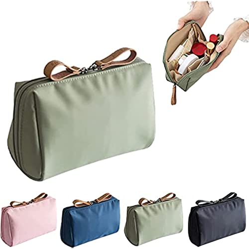 Vagbalena Sac de Maquillage de Voyage en Nylon pour Femmes, Petit Sac de Maquillage léger et imperméable, Petit Sac à Main Portable, Sac de Maquillage (Vert,Taille Unique)