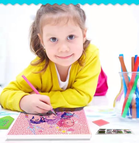 5D Diamond Painting Anime Set mit 18x24 cm Rahmen für Erwachsene, Kinder & Anfänger - Vollständiges DIY Diamant Malerei Bastelset mit Cartoon Motiven, Kreatives Geschenk Mädchen Jungen ab 5-10 Jahre