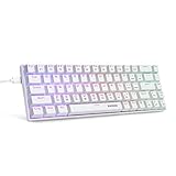 [Retroiluminación RGB completa personalizable]: puedes programar todos los botones con el mismo color o color que quieras sin controlador. Con el teclado puedes seleccionar libremente hasta 20 modos de retroiluminación preestablecidos. Brillo y alcance también se pueden ajustar a borde. Las teclas de doble clic permiten una retroiluminación nítida y una vida útil extrema.