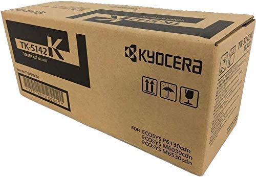Kyocera 1T02NR0US0 Model TK-5142K Black Toner Cartridge Compatible with Kyocera ECOSYS P6130cdn, M6030cdn and M6530cdn Laser Printers; Up to 7000 Pages Yield at 5 Percent Average Coverage