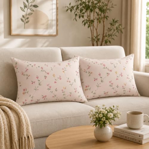 Image of Microfiber Pillow Cover 17x27 Inch (Pack of 2) | Soft & Durable | Ideal for Bed & Sofa Country Blossom