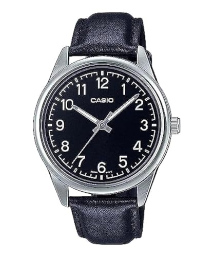 Casio MTP-V005L-1B4 montre homme lisible et légère avec bracelet cuir
