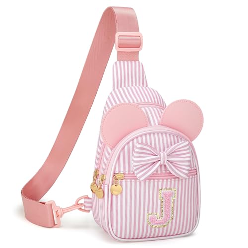 Image of Initial Purse for Girls Kids,Birthday Gifts for 3-8 Years Old | Personalized Crossbody Bag, Small Toddler Sling Bags Cute Fanny Pack, Gifts for Daughter Sister Grandkids, Pink J