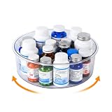 Medicine Bottle Organizer, Rotating Medicine Organizer for Cabinet, 9" Diameter, Transparent Rotary Turntable Organizer for Empty Pill Bottles Medication Supplements Vitamins