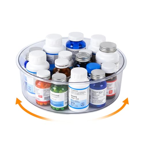 Medicine Bottle Organizer Medicine Organizer for Cabinet Transparent Medicine Lazy Susan Organizer for Vitamin Pill Bottles Medication Supplements