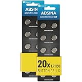 ABSINA 20x Pile LR1130 AG10 LR54-1,5V Alcaline étanche & Longue durée - V10GA / RW49 / G10A / 189 / GP189 / L1130 / 89A - Pile LR54 Pile Bouton, Pile L1131C, Pile L1131, Piles LR54, Piles AG10