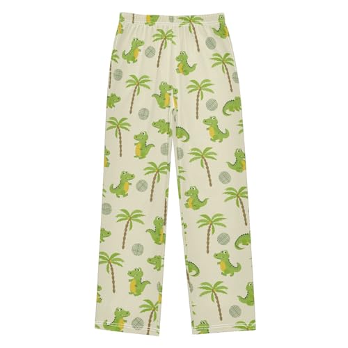 ZZXXB Crocodile and Volleyball Boys Long Pants Soft Trousers Elastic Waist Kids Lounge Bottoms with Pockets S-XL
