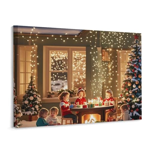Décoration murale de Noël cadre toile carrée 40x30 pour salon et chambre