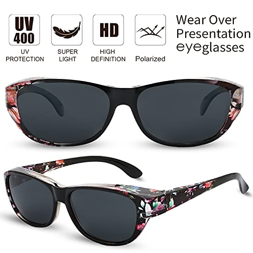 Image of The Fresh High Definition Polarized Wrap Around Shield Sunglasses for Glasses - Leather Eyeglasses Case