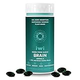 Iwi Life Brain Omega-3, 60 Softgels (30 Servings), Vegan Plant-Based Algae Omega-3 with EPA + DHA, Focus, Memory and Mood Support Dietary Supplement, Krill & Fish Oil Alternative, No Fishy Aftertaste