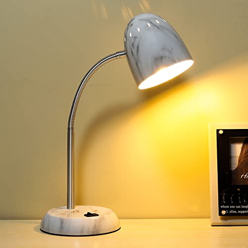 Eye-Caring Marble Table Lamp Of Simple Designs Home E26Led Screw Basic Metal Desk Lamp With Flexible Gooseneck Hose Neck Study Lamp For Bedroom Office Living Room Convenient On/Off Switch #TOP6