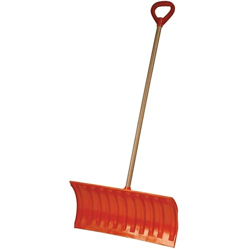 Emsco Group 2953 Bigfoot 25" Poly Pusher Wooden Handle 1280 Snow Shovel, Orange