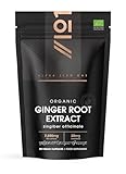 Organic Ginger Extract 7500mg – Standardised 5% Gingerols (25mg) - 90 Vegan Capsules (3 Months Supply) – Resealable and Recyclable Pouch by Alpha01
