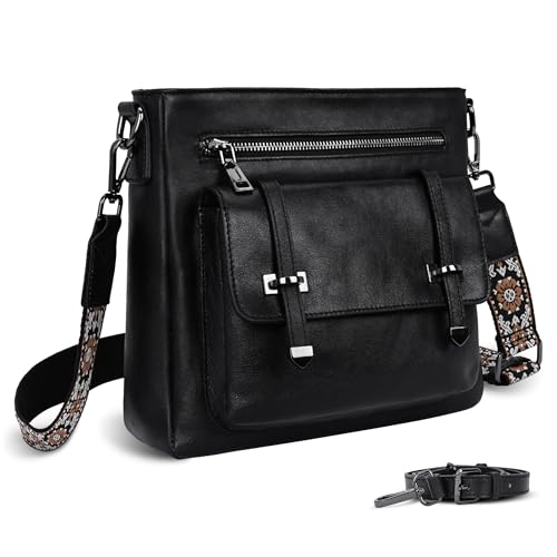 Image of Iswee Soft Leather Crossbody Bags for Women Shoulder Handbags Multi Pockets