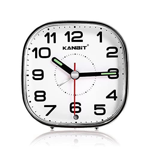 Kanbit Small Travel Alarm Clock Battery Operated Silent No Ticking Beep Sounds Loud Analog Alarm Clock With Snooze & Light, Easy To Set Desk Clock For Bedroom (Black) #TOP7