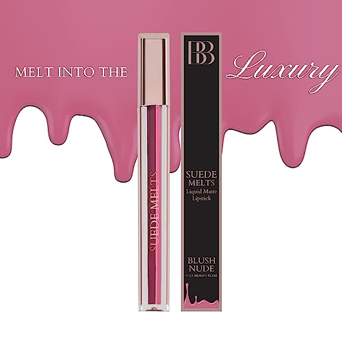 Image of Bergamot Beaute Matte Liquid Lipstick Suede Melts Non Transfer, Waterproof, Kiss Proof Long Lasting Upto 8 + Hours For Women 2.1ml (Blush Nude)