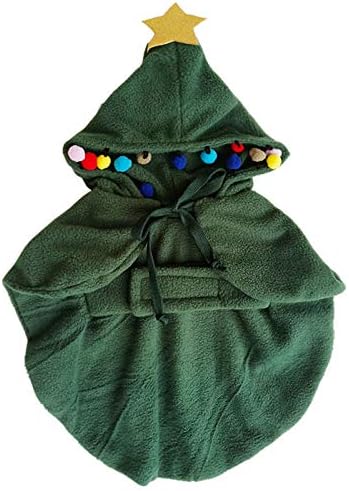 yolsun Christmas Tree Costume for Pet, Little Dog/Cat Santa Costume Cloak, Chrismas Tree Cape with Hood (Santa Tree S, Green)