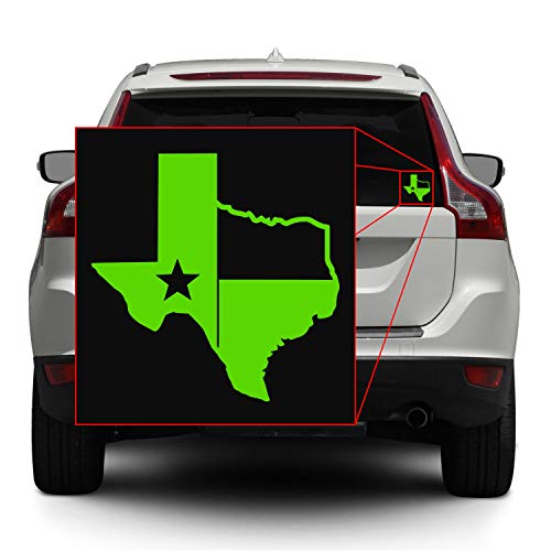 Image of TX Flag Shaped Like Texas [Pick Color] Vinyl Transfer Sticker for Laptop /Car /Truck /Window /Bumper (5 inch x 5 inch, Green)