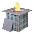 Werph 28" Propane Fire Pit, 50,000 BTU Fire Pit Table with Lava Rocks, ETL-Certified Outdoor Fire Pit Table with Lid for Outdoor Party Gathering Heat for Patio Deck Garden Courtyard (Square,Grey)