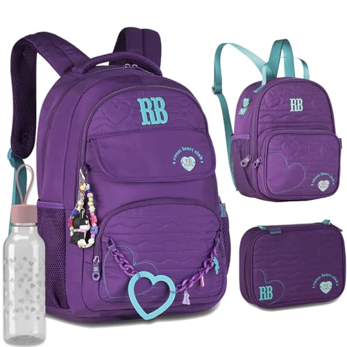 Kit Mochila Escolar Rebecca Bonbon RB 27015 Roxa com Lancheira, Estojo box e Garrafinha coleção 2026