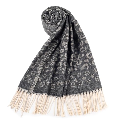 HH HOFNEN Women's Scarf Pashmina Shawls Winter Soft Warm Wraps Cashmere Feel Blanket Vintage Jacquard Style2