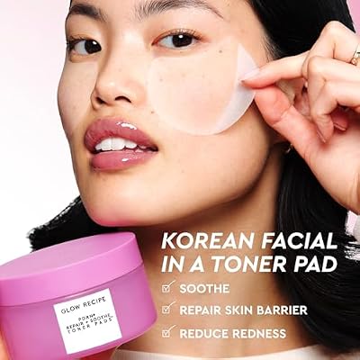 Glow Recipe PDRN+ Repair + Soothe Toner Pads - Fragrance-Free Face Toner Pads for Sensitive Skin - Barrier Repair, Redness Reducing + Calming Hydration with Centella - Korean Skin Care (60 Face Pads)