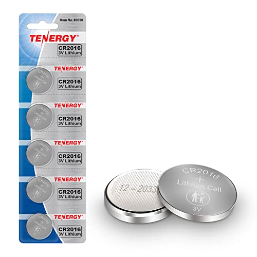 Tenergy CR2016 Battery CR2016 3V Lithium Battery Watches Key Fobs Calculators Medical Devices and More 5 Count