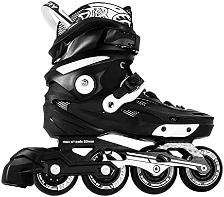 NYSCURE Adult Inline Skates Blades for Men/Women Roller Skate Wheels 80/76mm with Brake Pad (M, Black)