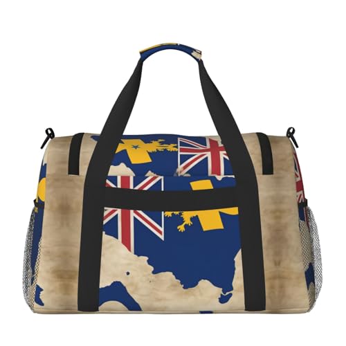 Niue flag map01 print Travel Duffle Bag Gym Bag for Women,Puffer Tote Bag,Weekender Overnight Bag Organizer2