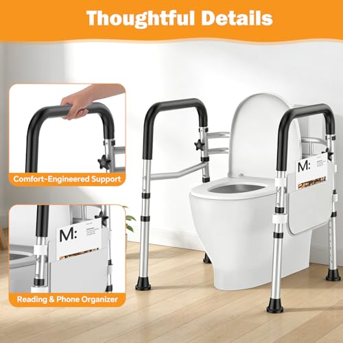 Toilet Safety Rails for Seniors, Adjustable Height & Width Toilet Safety Frame with Handles (350LB Capacity), Elderly Assistance Products for Handicapped, Foldable Toilet Bars Fits Any Toilet - Image 6