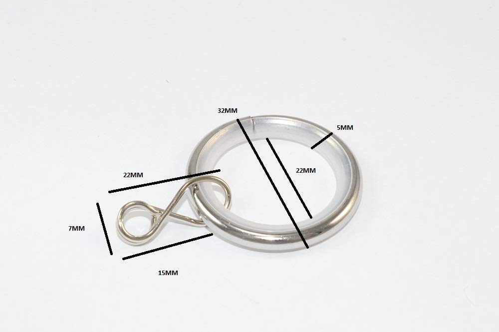ONESTOPDIY.COM 30 X Silent Curtain Pole Rod Rings - 25mm ID, 32mm OD, Chrome Steel, Silver