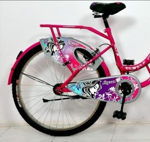 Image of App-Grow Lyra 26-inch Girls Bicycle, Pink Cruiser with Front Basket, Floral Design Pattern, Single Speed
