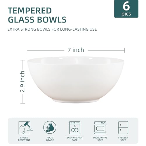 Cyufu Soup Bowls Set Of 6, Tempered Glass White Cereal Bowls thumb #1