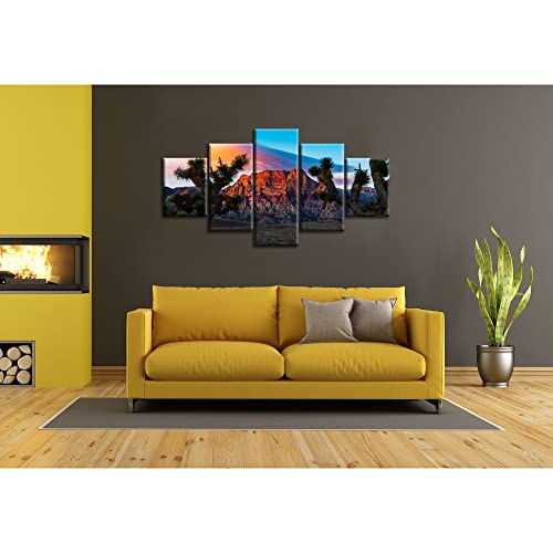 Red Rock Canyon National Painting Wall Art Nevada Landscape Wall Decor Las Vegas Skyline Picture Canvas Print Poster Framed Home Living Room Decoration Ready To Hang(60''Wx32''H) #TOP3