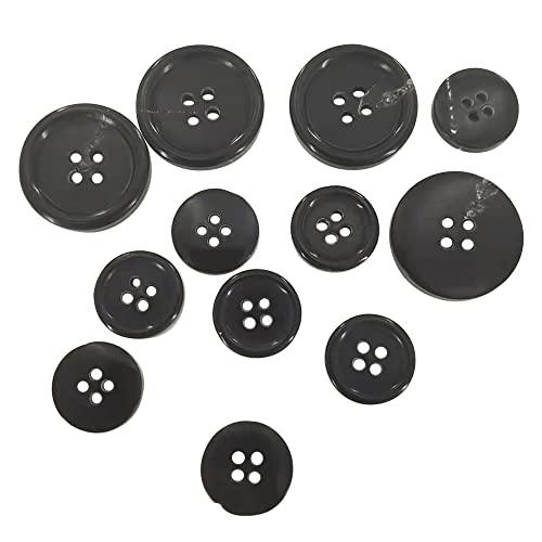 Buttons Set of 10 Premium Genuine Black Buffalo Horn Blazer Buttons with Polished Round Rim for Sport Coats 25mm PT413