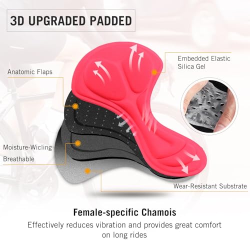 baleaf Pantalones de Ciclismo para Mujer 3D Acolchados Pantalones Cortos de Ciclismo Transpirables Pantalones de Ciclismo Secado rápido Ciclismo Pantalones Azul M - imagen 5