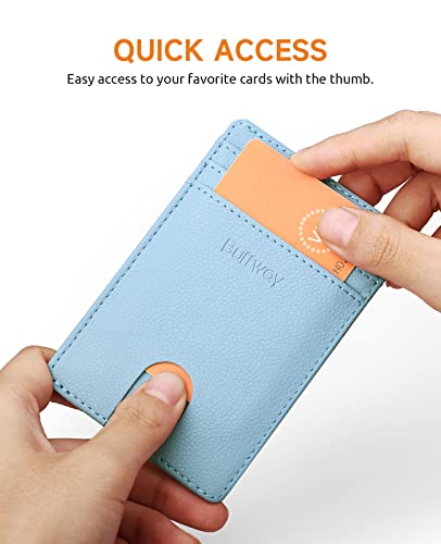 Image of Buffway Mens Slim Wallet, Minimalist Thin Front Pocket Leather Credit Card Holder with RFID Blocking for Work Travel | Minimalist