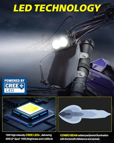 Image of Headlight Kit for Sur-Ron Segway X260 3 inch 20W Combo CREE LED Pods | High Intensity CREE LED Pods, Spot Flood Combo Beam