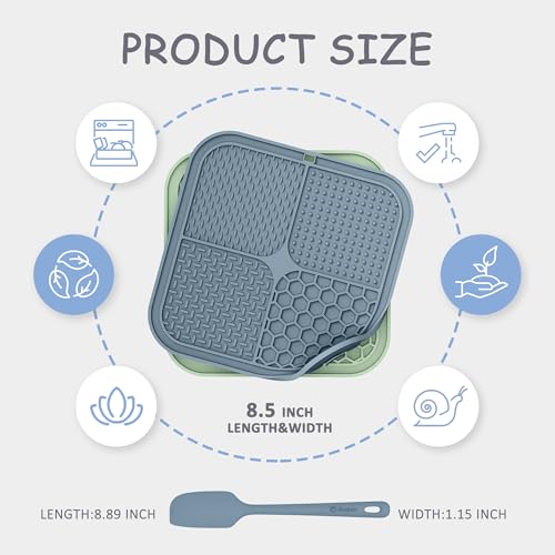 Image of ChefAide 2 Pack Lick Mat for Dogs,Cats,Upgraded 8.5x8.5 inches Licking Mats with Suction Cups,Slow Feeder Licking Pad for Anxiety Relief and Boredom Reducer,Suitable for Dog Training Set 3