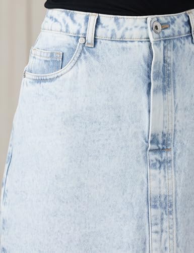 Image of Amazon Brand - Symbol Women's Cotton A-line Denim Skirt (High Rise | Midi Length) (Available in Plus Sizes)