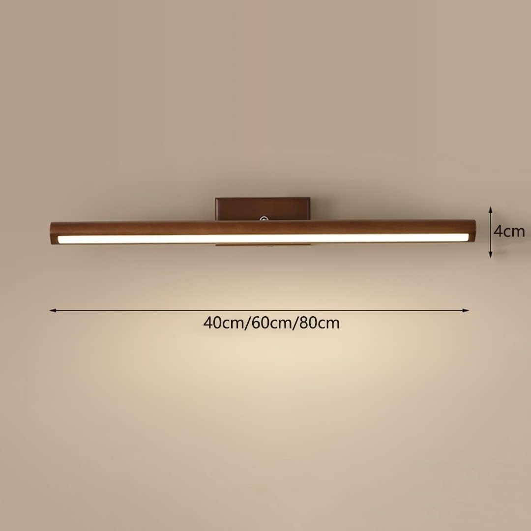 Spiegelleuchte Spiegellampe Holz Lange Streifen Eitelkeit Licht LED 3-Farbe Licht Badezimmer Wand Leuchte Moderne Linear Make-Up Spiegel Front Lampe for Make-Up Licht, Frisiertisch(Wood,40cm)