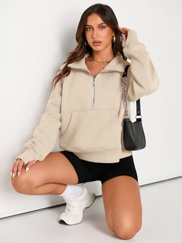 Image of AUTOMET Womens Sweatshirts Half Zip Cropped Pullover Fleece Quarter Zipper Hoodies 2026 Fall Fashion Outfits Clothes