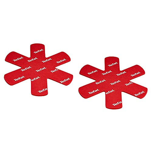 TEFAL Lot de 2 Sets de 4 (soit 8) Protèges Poêle et Casserolle INGENIO Diam 38 cm Rouge